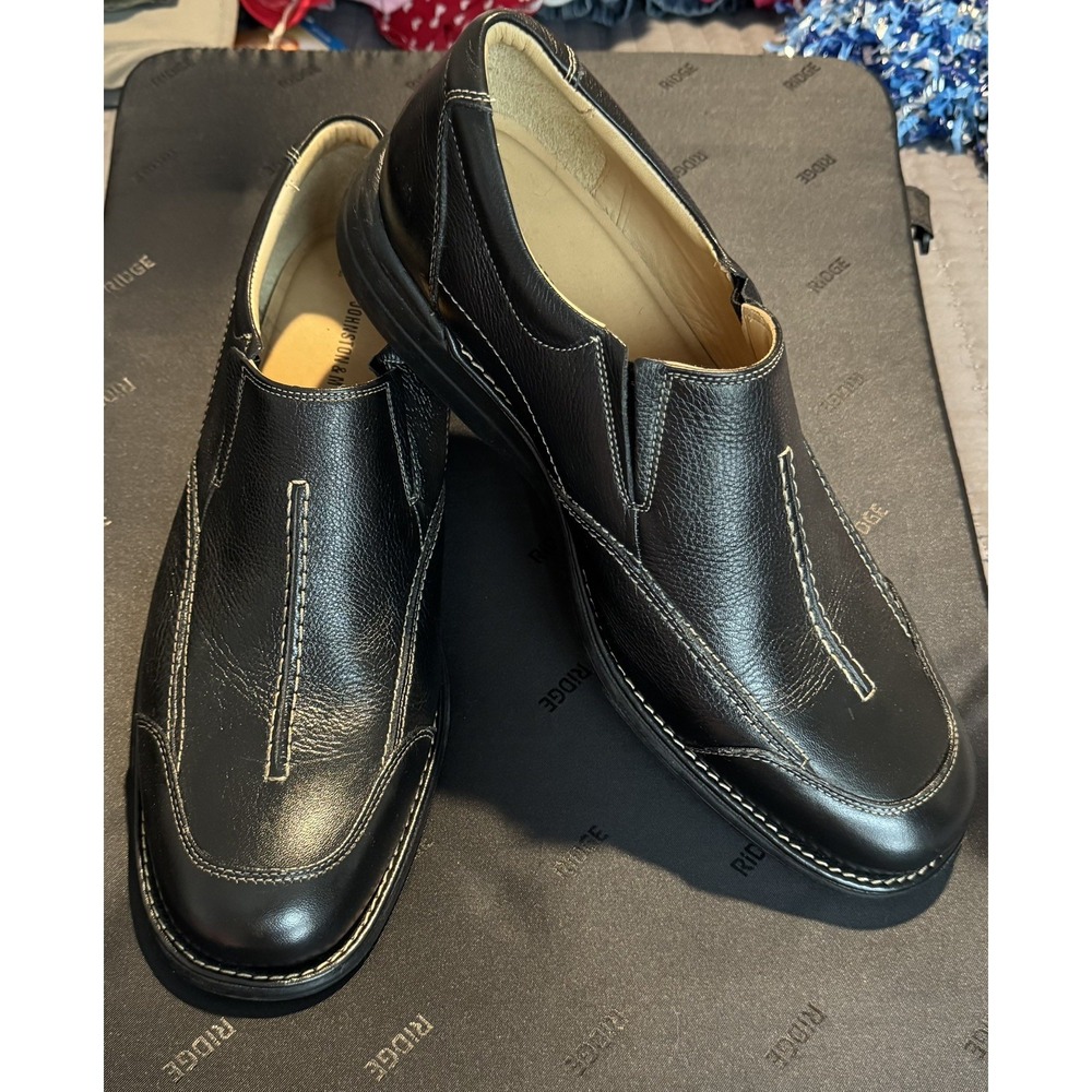 Johnston & Murphy Men's Shoes Size 13 Black Leather Slip On Loafers